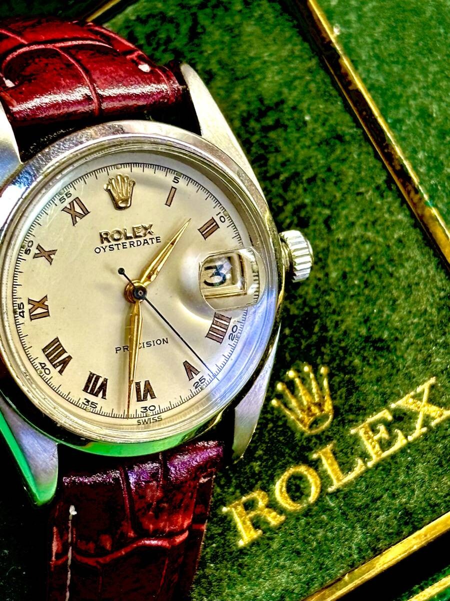 ROLEX Oysterdate Alpha Style Blued Steel Red Black Cream