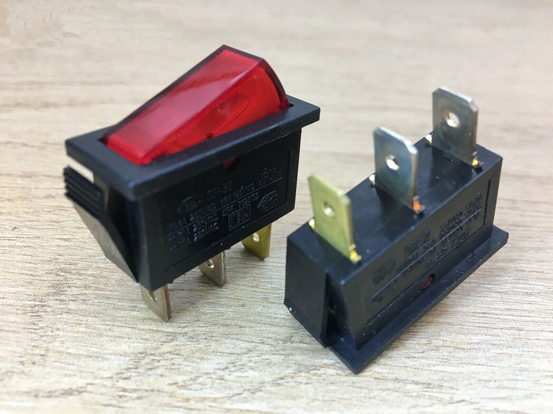 Merchant CMm SR-32 Power Rocker Switch 3 Pin 16A 250VAC Red Lamp T125 IP55