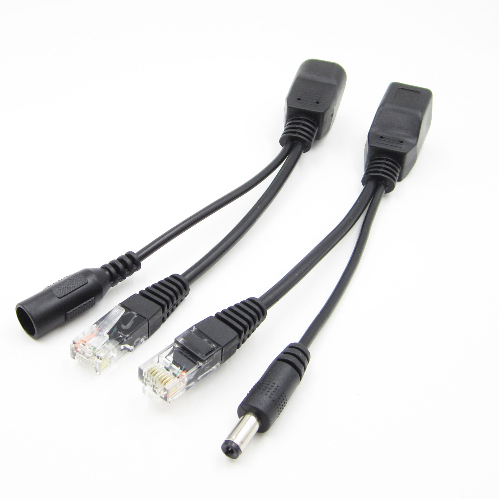 Power Over Ethernet Passive POE Injector Adapter Splitter Cable kit black