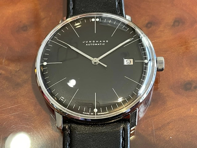Junghans Automatic 38mm watch Max Bill 027 4701 00 black men leather