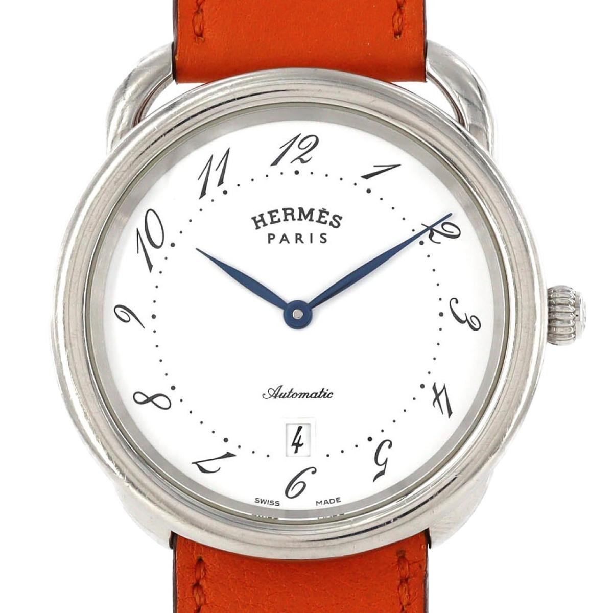 Hermes Arceau AR7.710 SS Automatic Watch Dial White Case Diameter 40mm