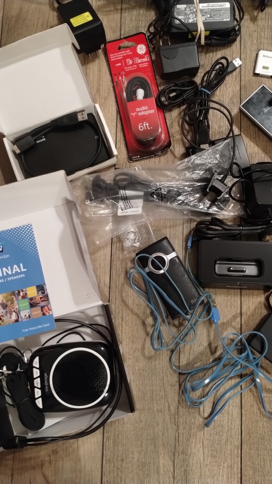 Lot Random Tech Box – Electronics Cables Chargers Cases Power IPad Amplifier etc