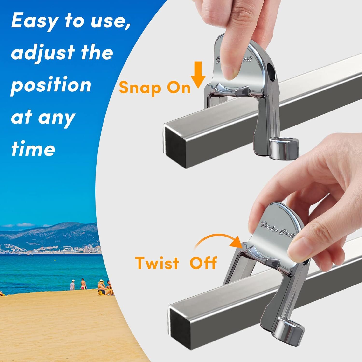 Boat Fender Clips Adjustable Pontoon Boat Square Rail Fender Hanger/Cleat/Hanger