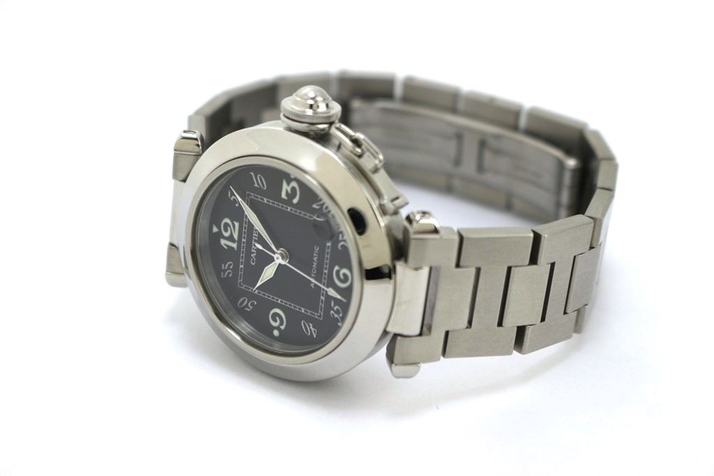 Cartier Watch Pasha C W31043M7 Stainless Steel Black Dial Automatic Unisex Auth