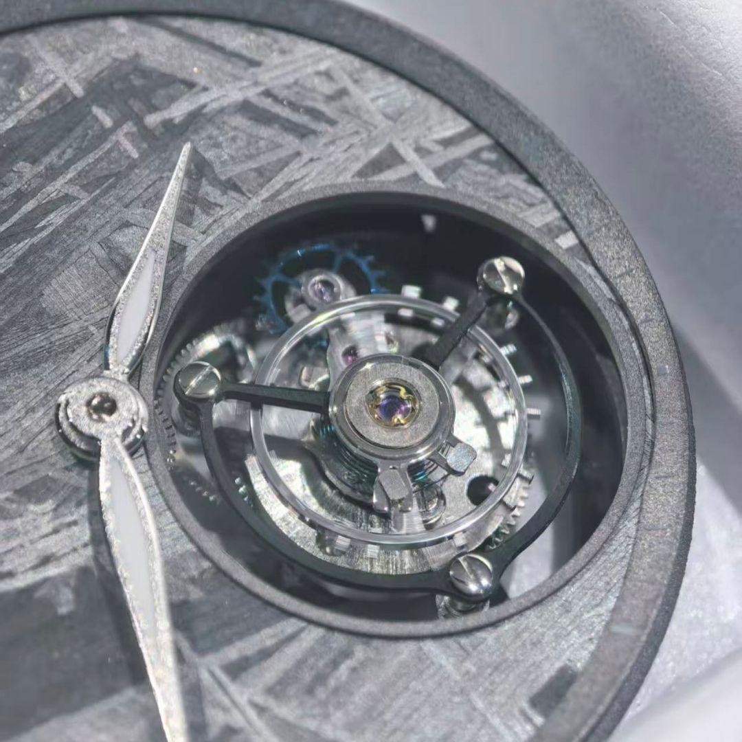 Merkur Wristwatch Tourbillon Meteorite for men black color 42mm Hand-rolled