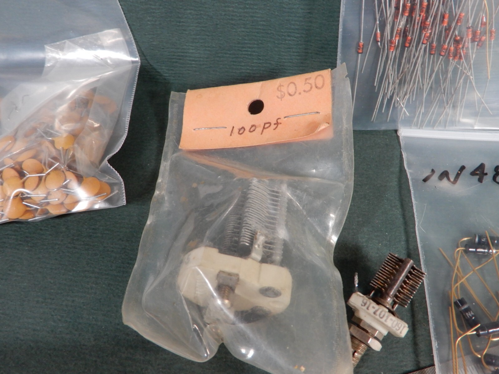 Lot of Electronic Components Ceramic Capacitors Diodes 1N4531 1N482 Potentiomete
