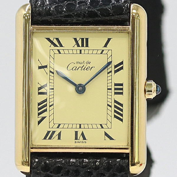 Cartier Must Tank SV925 Quartz Ladies Watch Warranty Card Square Dial Accessary