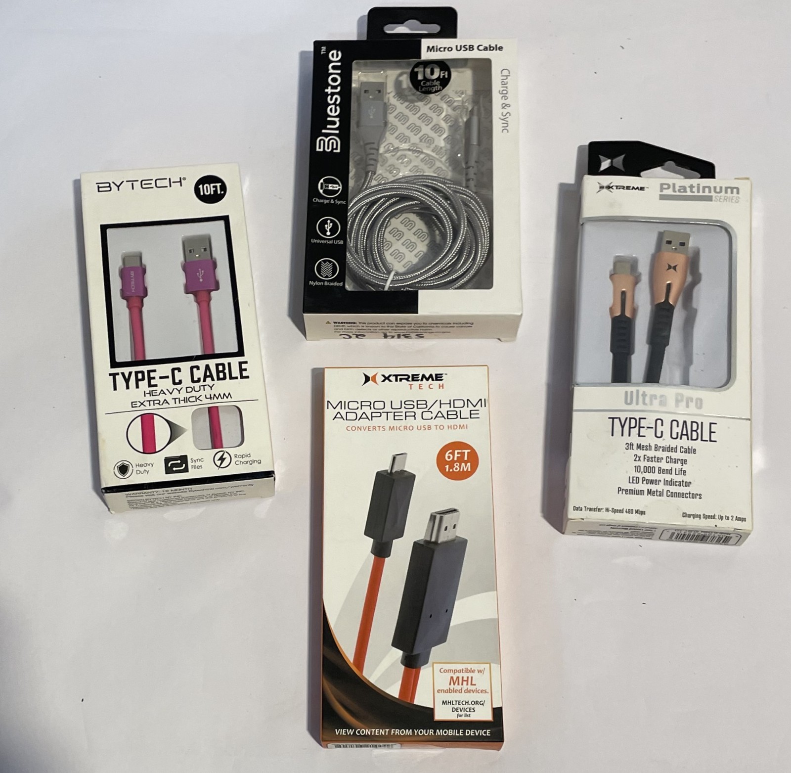 Lot of 6 Charging Cables & Adapter – Type‑C, Micro USB, HDMI Adapter, Chargers