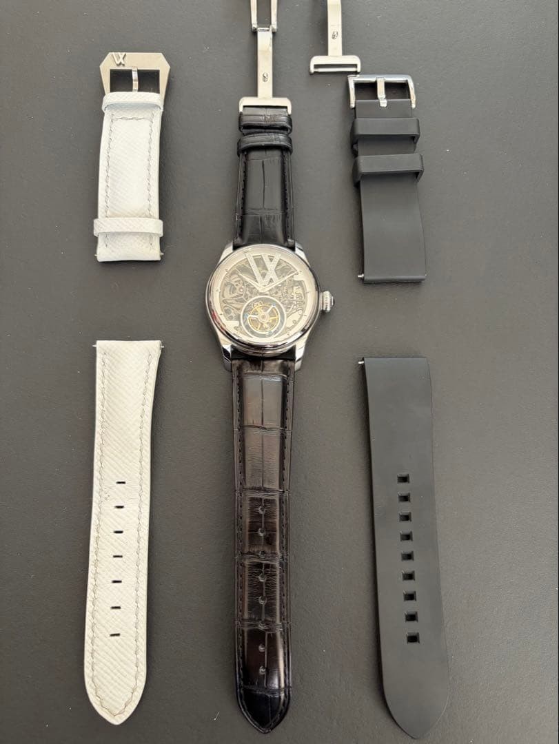 VARTIX Wristwatch Tourbillon Diamond Belt black color for men w/box 42.5mm