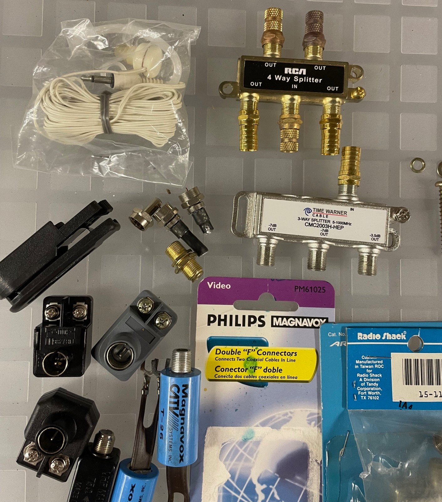 Lot of Electronics Cables, Connectors, Adaptors, Coaxial Hardware/Splitters