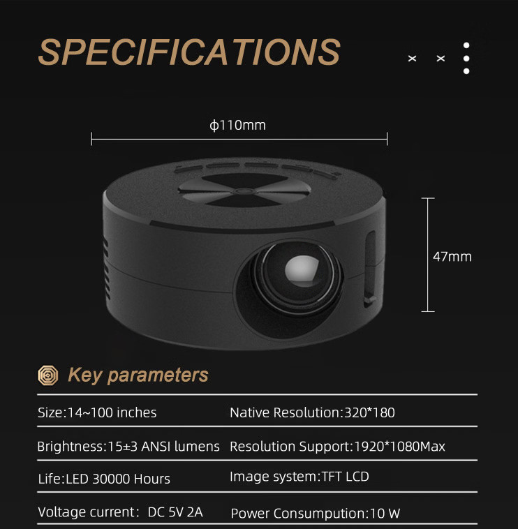 Yt200 Mini Projector Portable Lcd Video Movie Multimedia Player Led Beamer Proje