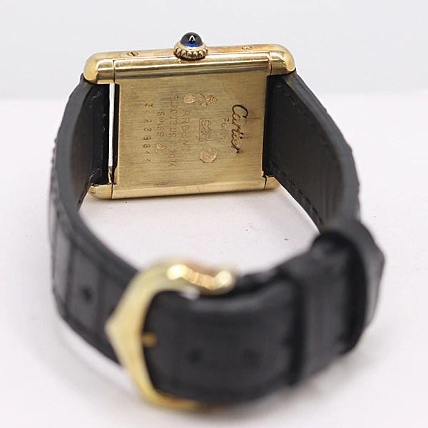 Cartier Must Tank 3239611 SV925 Manual Winding Women’s Watch Black Dial Square