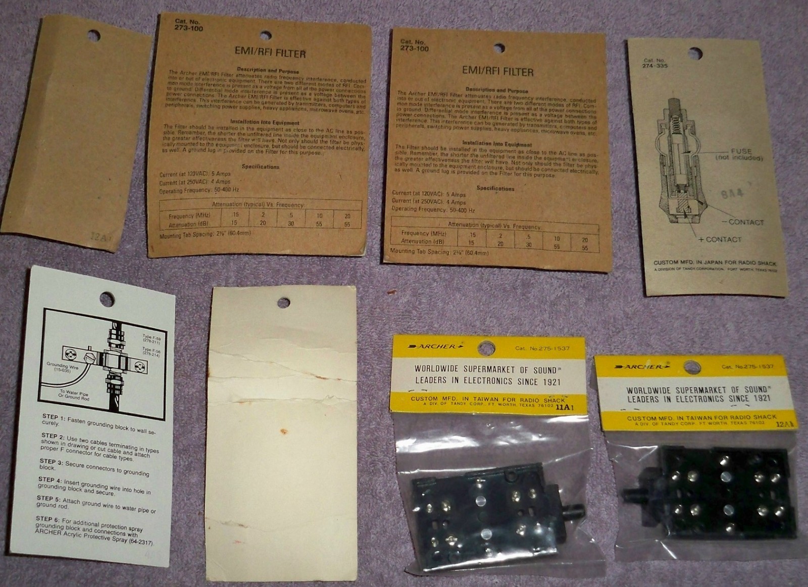 LOT of 8 Vintage ARCHER Radio Shack Electronics / Packaged & Sealed Misc. items