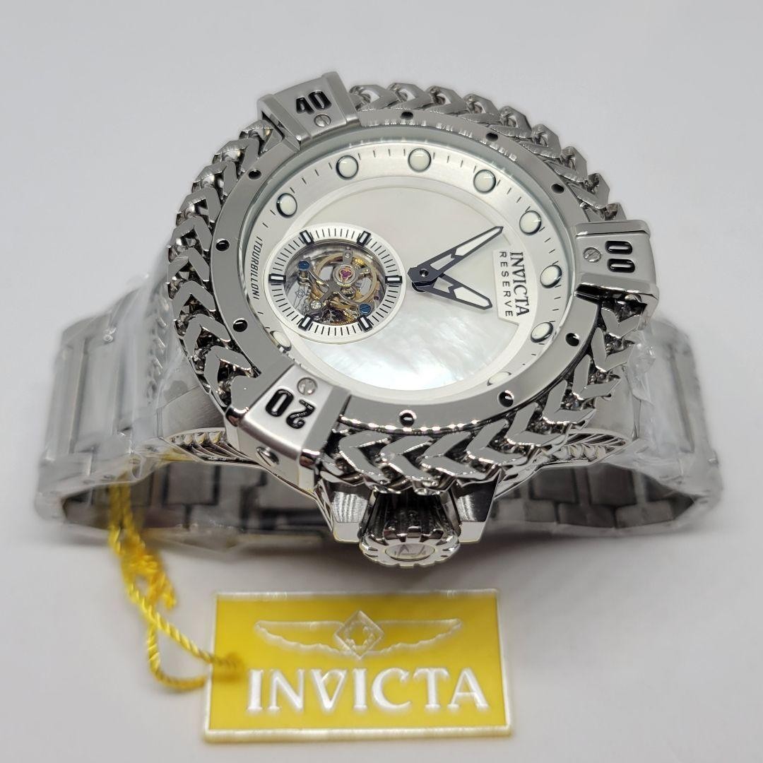 Invicta Reserve Bolt Hercules Tourbillon 53mm Watch White Dial Steel Box Book