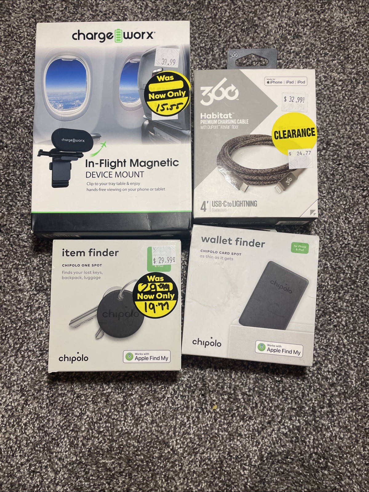 Lot Of 9 Electronics Chargers Lights, Trackers, And Magnetic Mount