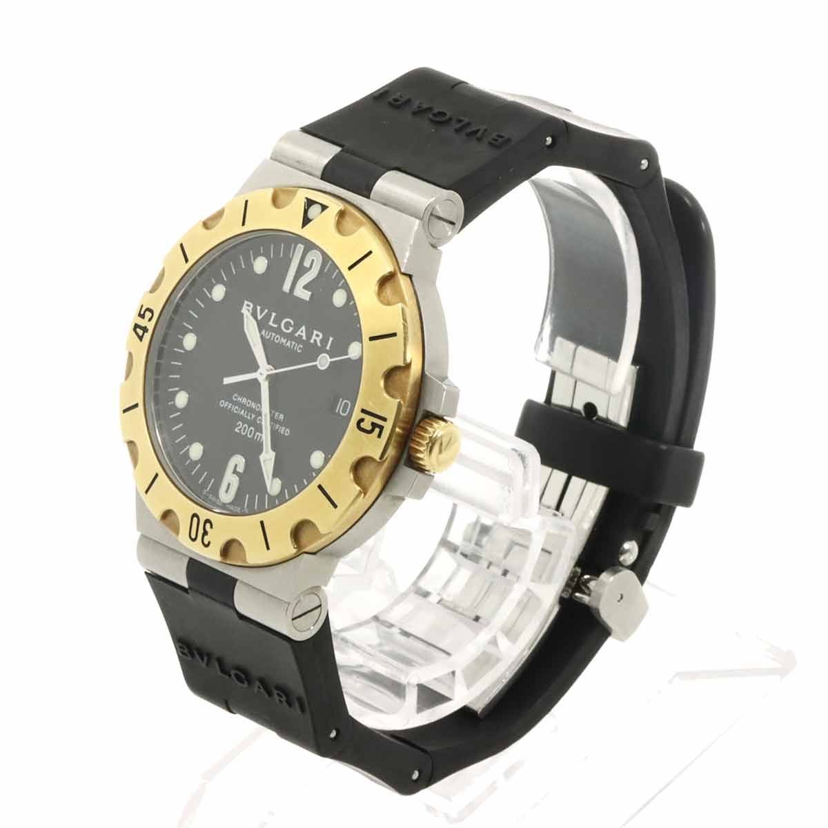 BVLGARI Watch Diagono Scuba Combi SD38SG Date Black YG Yellow Gold Automatic
