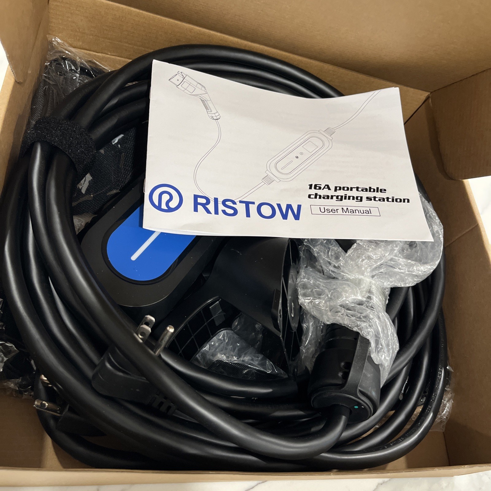 RISTOW Portable EV Charger J1772 16A 3.8kW 110V/240V IP66 Waterproof NEW