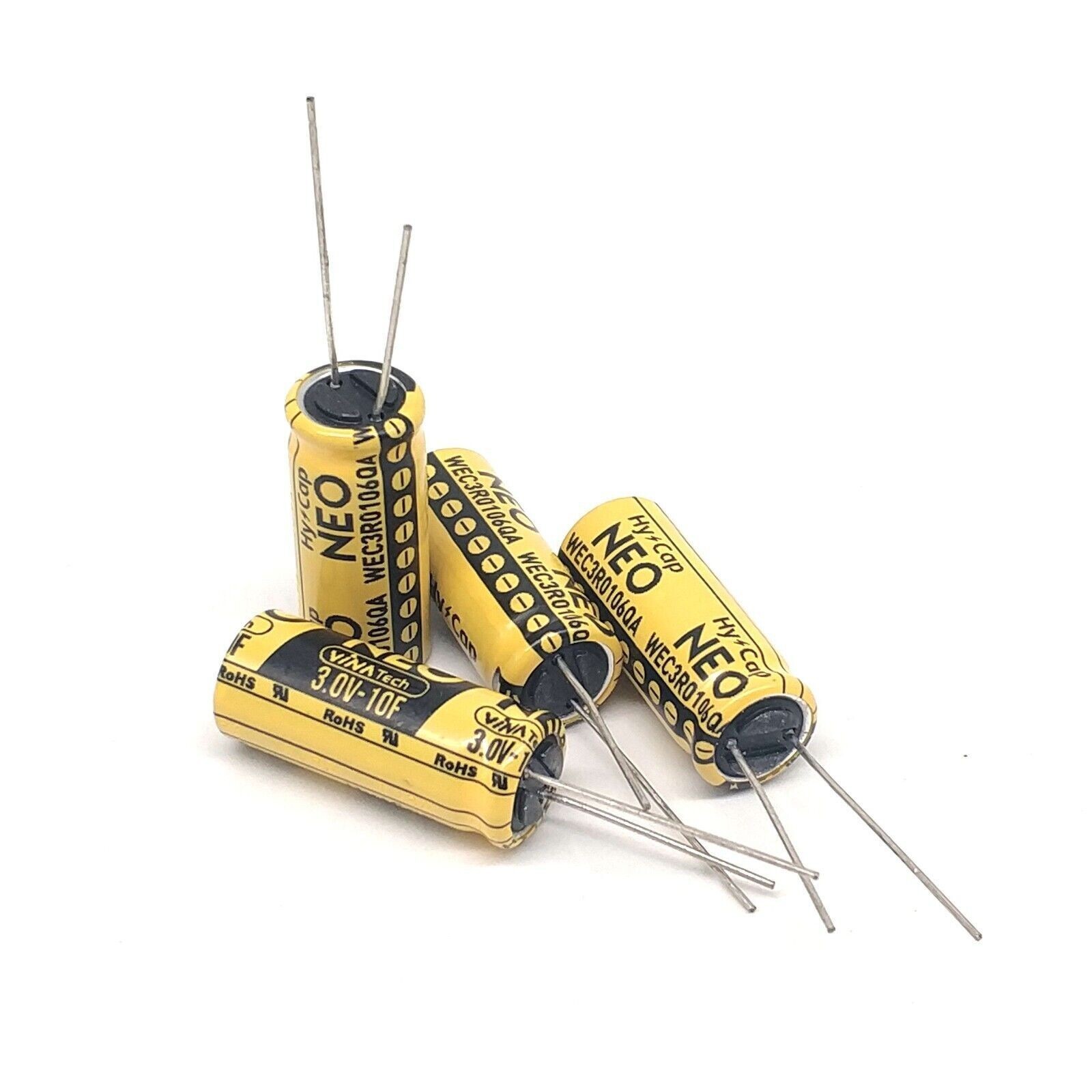 3 PCS VINA 3V10F fixed capacitor NEO series hycap WEC3R0106QG 3.0v10fB 10*25MM