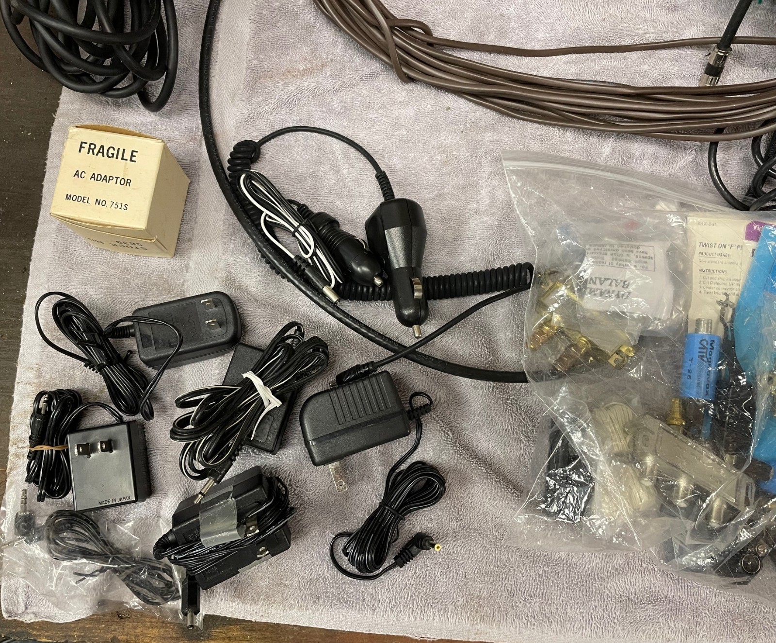 Lot of Electronics Cables, Connectors, Adaptors, Coaxial Hardware/Splitters