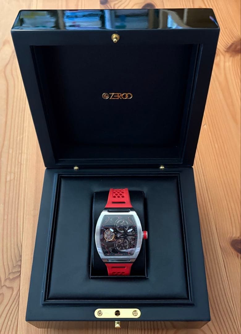 ZEROO Wristwatch T4 Tourbillon Zero Time red color for men 41mm w/Box card