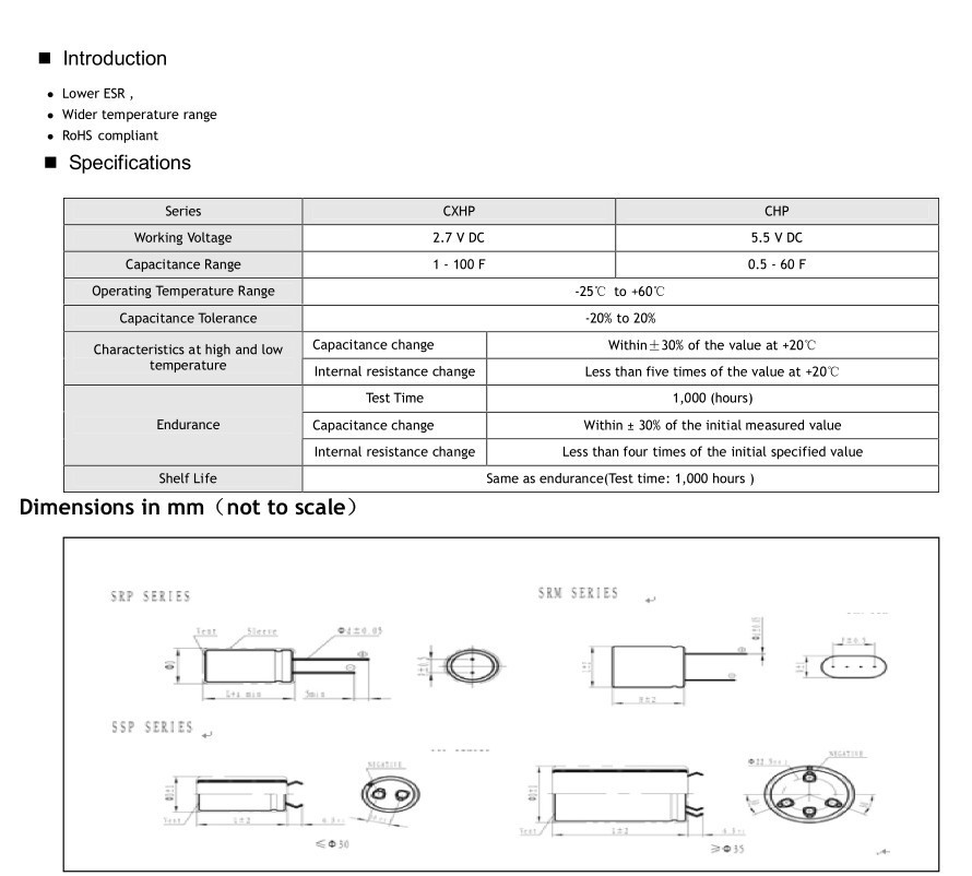 2pcs CDA CHP-5R5L106R-PC Combined 10F 5.5V super capacitor Tachograph