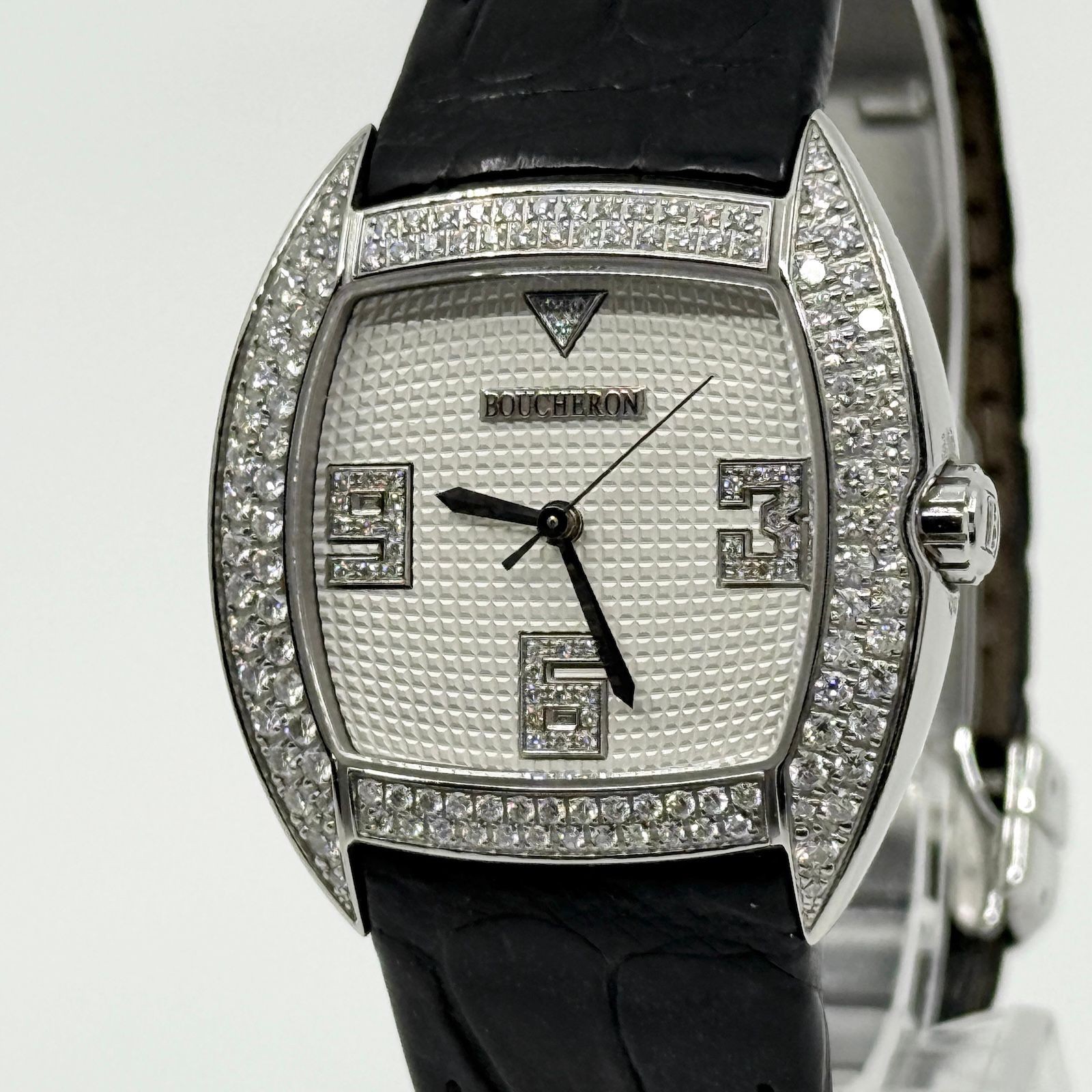 Boucheron Watch Mec 0657720 Grey Automatic Gray Dial Leather Women’s Wristwatch