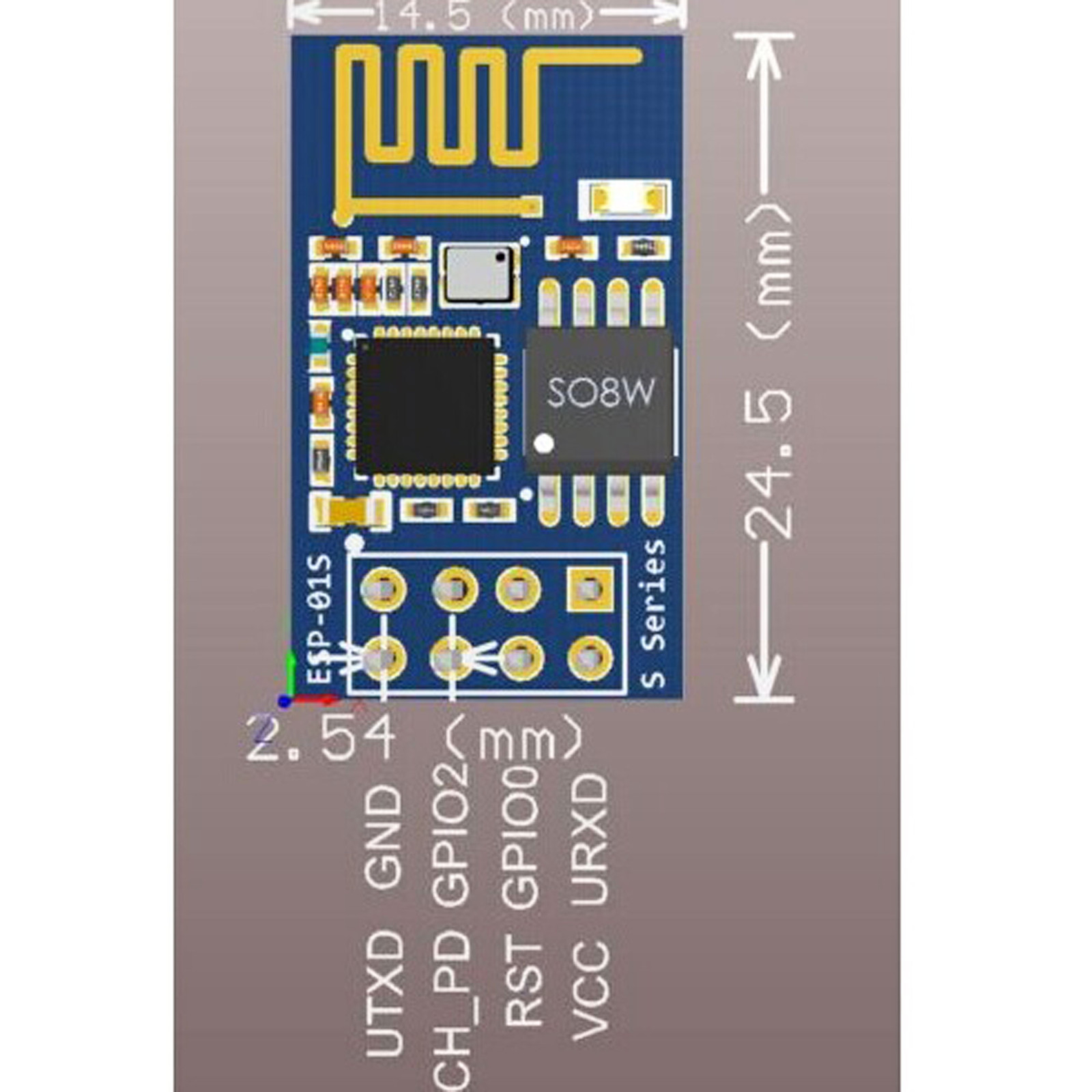 2PCS ESP8266 ESP-01S Serial WIFI Wireless Module +Breadboard Adapter PCB Breakou