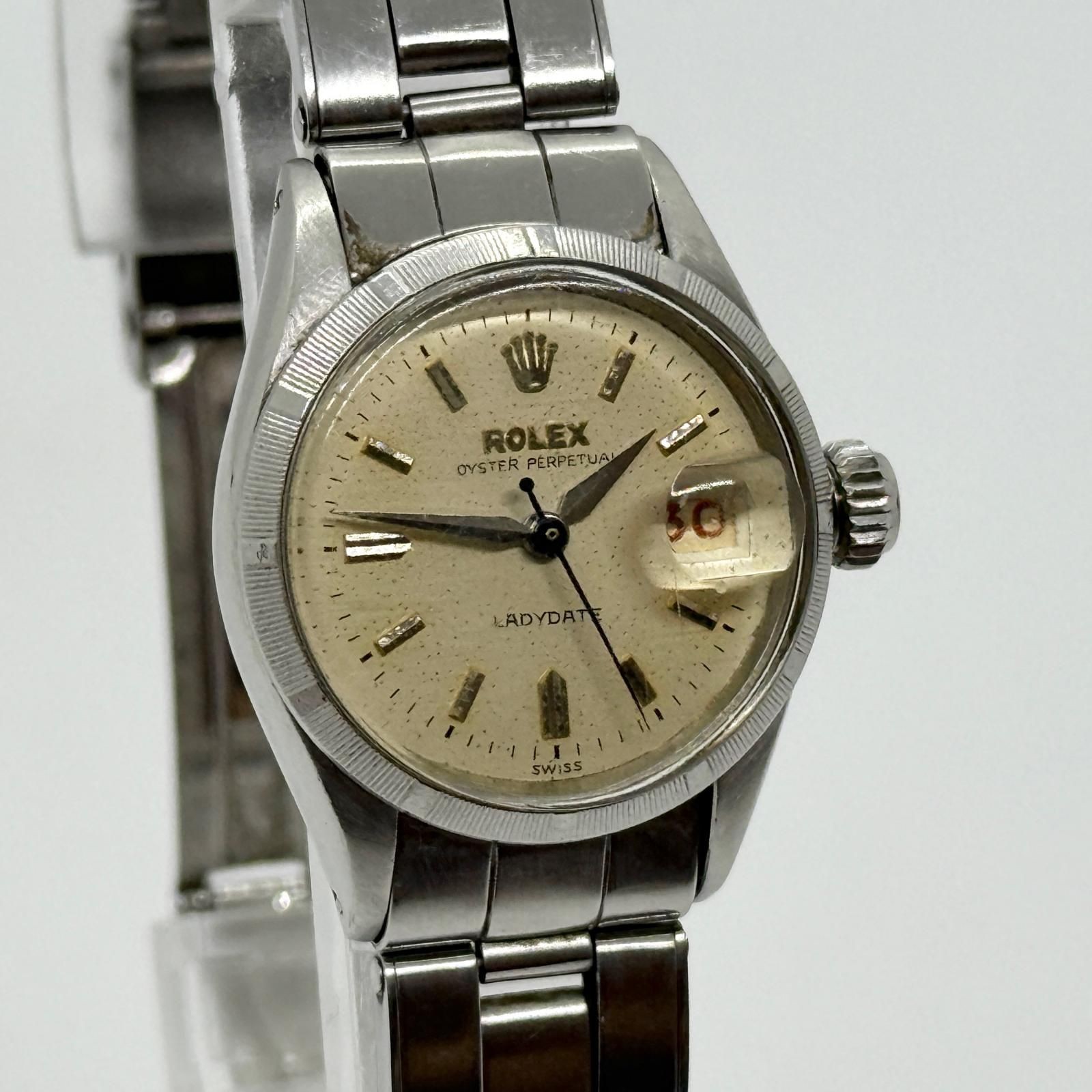 ROLEX Watch Oyster Perpetual Lady Date 6517 Beige Automatic Stainless Steel