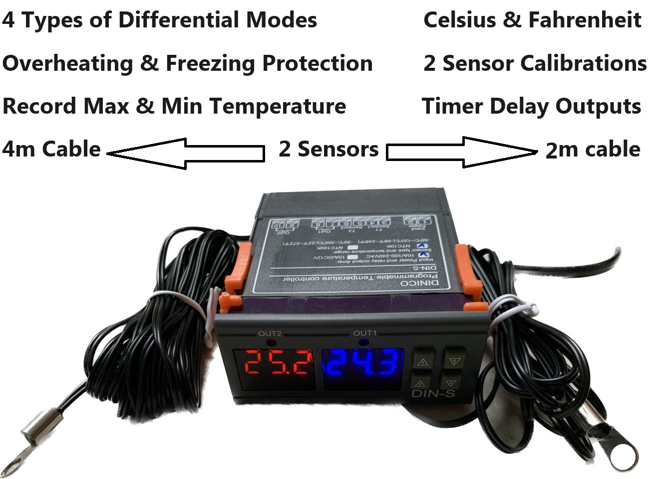 Differential Temperature Controller Water Heater , Boiler System, Pump 2 Sensor