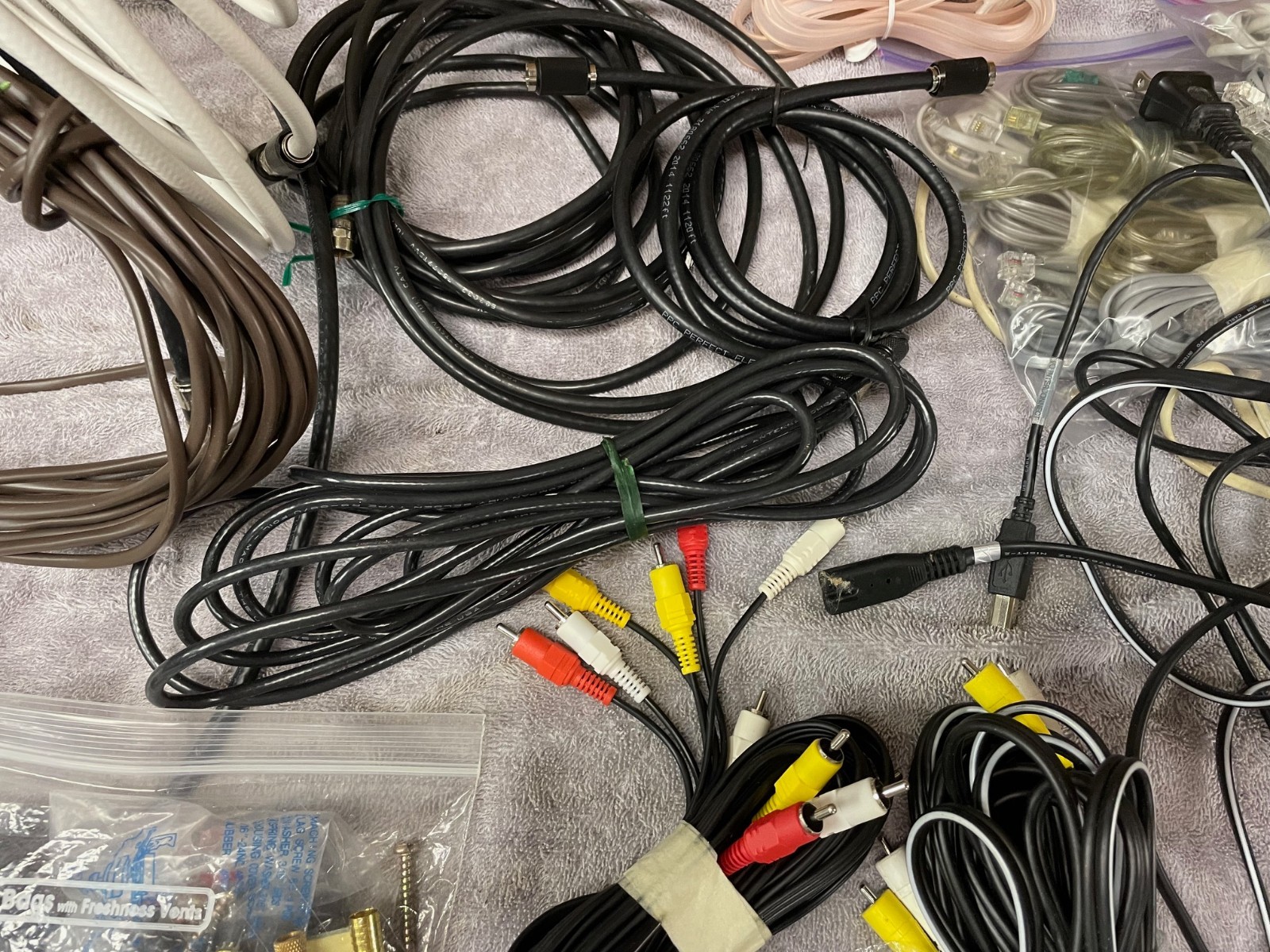 Lot of Electronics Cables, Connectors, Adaptors, Coaxial Hardware/Splitters