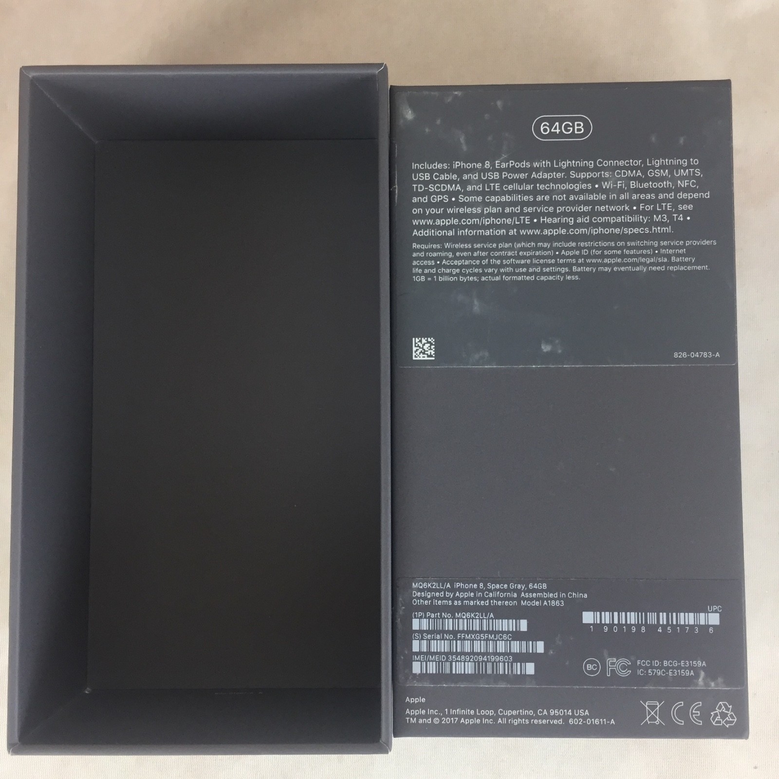 Empty BOX ONLY! Apple iPhone 8 A1802 NO Phone Replacement BOX ONLY!! 64GB Gray
