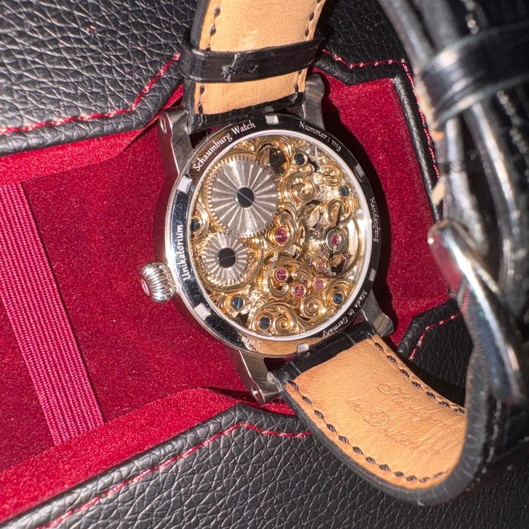 Schaumburg Watch Unikatorium -2-2 Hand-wound Skeleton Dial Leather Men’s w/Box