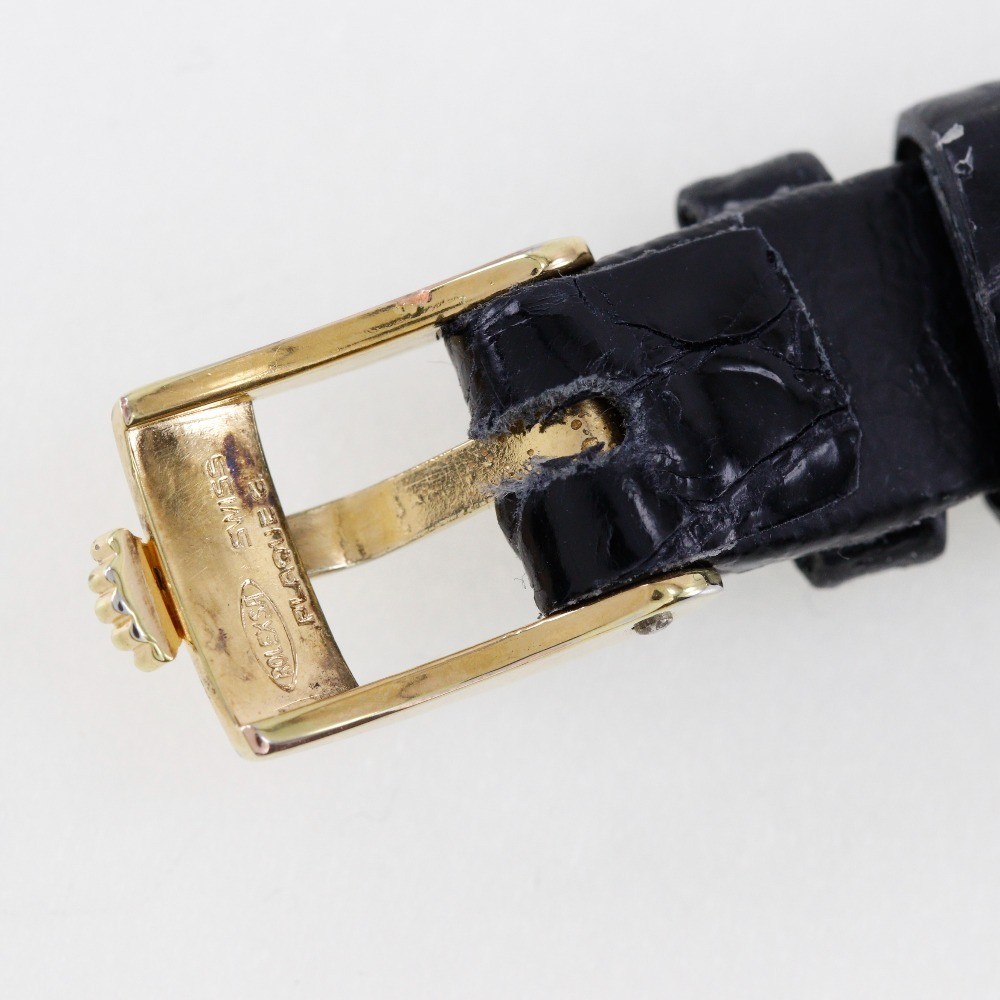 ROLEX Watch Precision Silver 18K Yellow Gold/Leather Strap Manual Winding Women