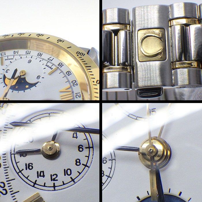 Omega Speedmaster 3336.20 Watch White Dial Roman Numerals Moon Phase K18YG SS