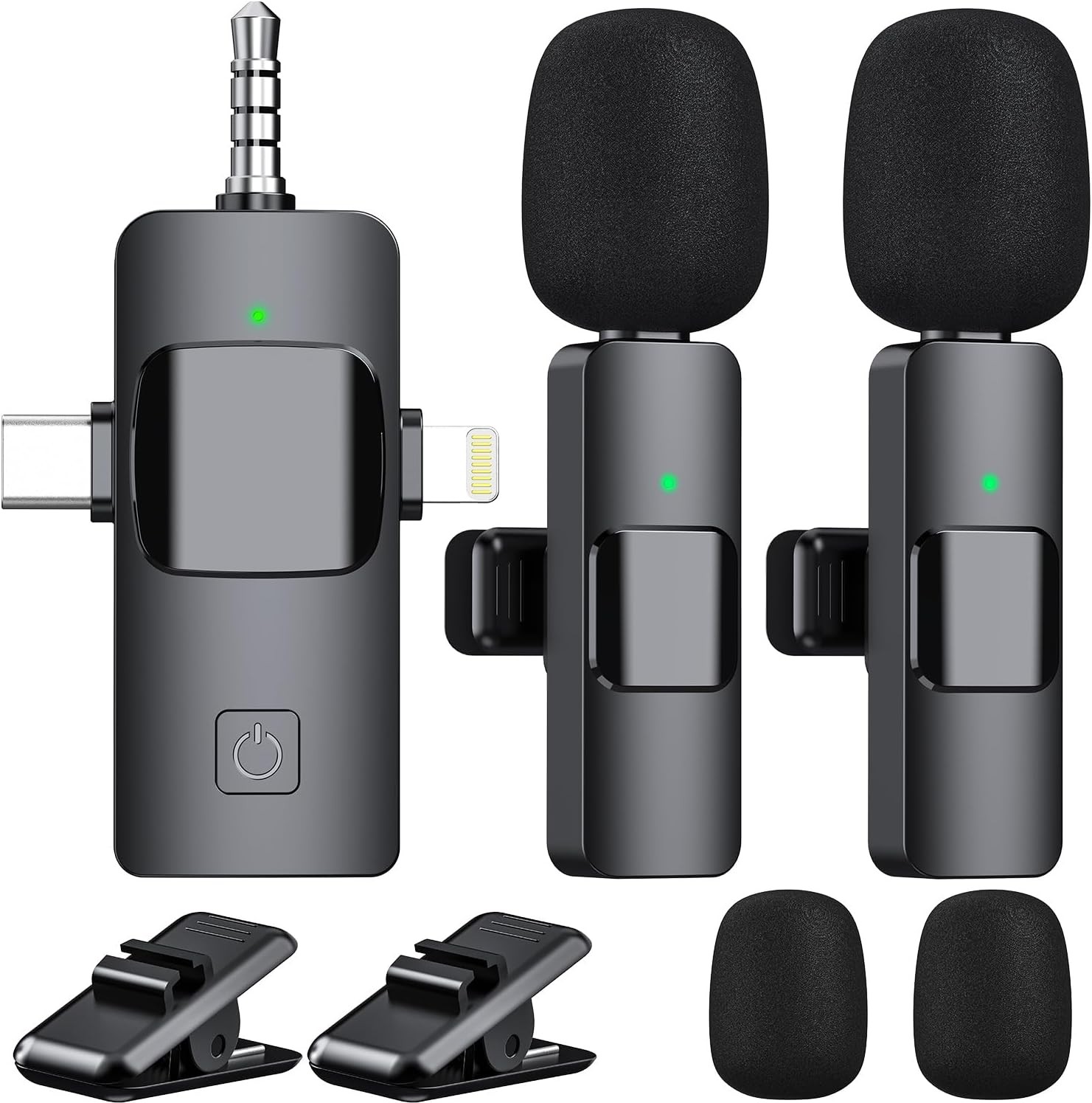 Lapel Microphone Wireless for Video Recording, Vlog, Streaming, 3 in 1