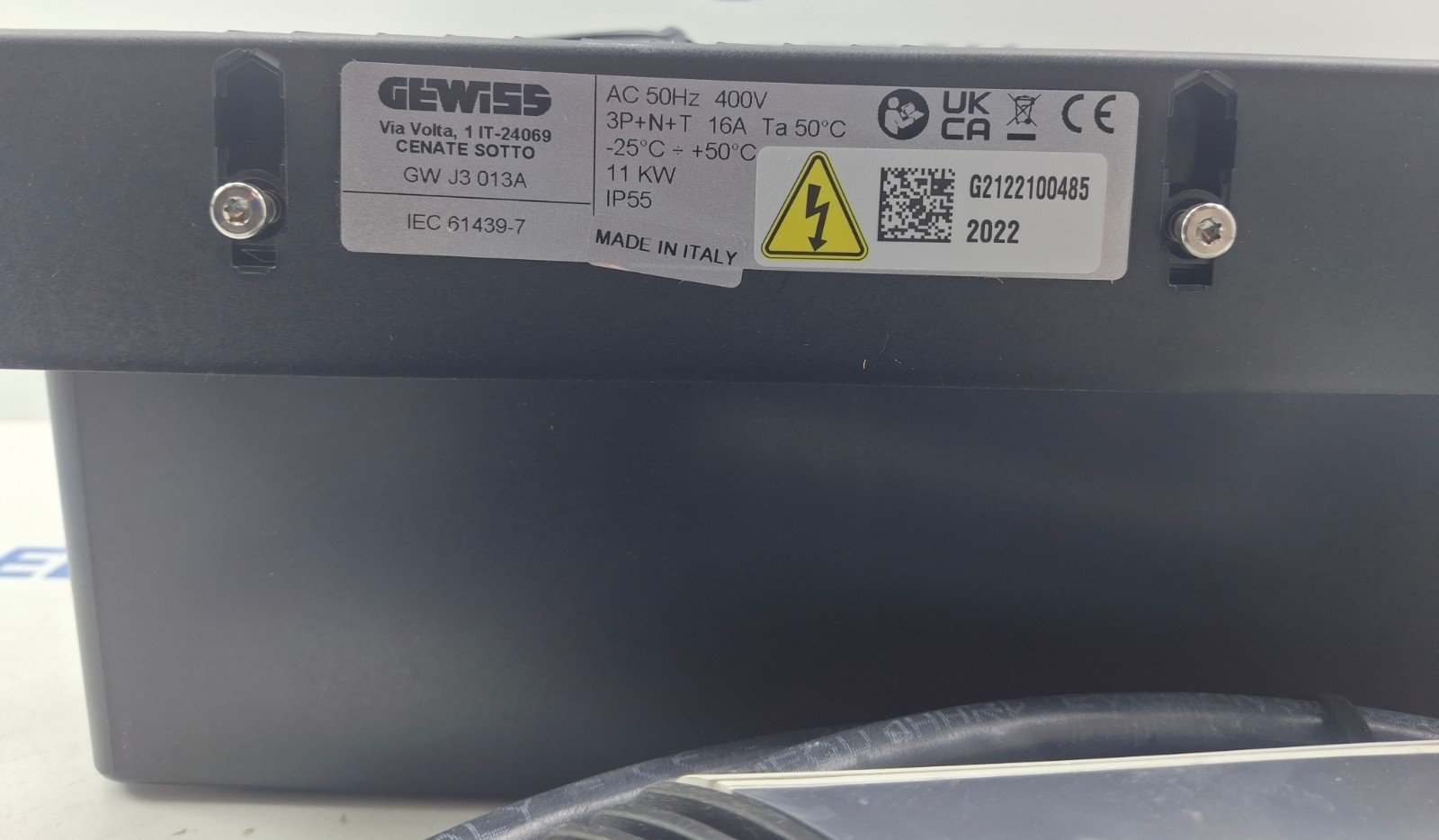 GWJ3013A GEWISS 11Kw EV Charger with Cable and 1 Plug Tupe 2 Autostart