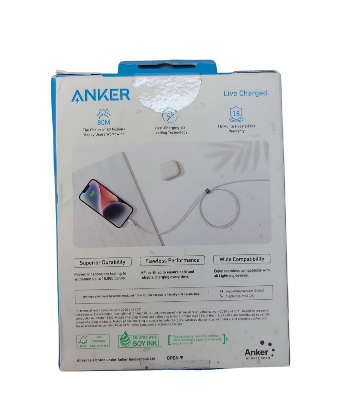 Anker Powerline+ II Lightning Cable (10ft / 3m), MFi Certified for Flawless Com