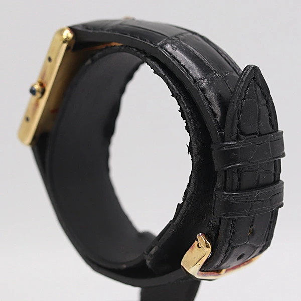 Cartier Must Tank 23051 Quartz SV925 Black Dial Ladies Watch Square Accessary