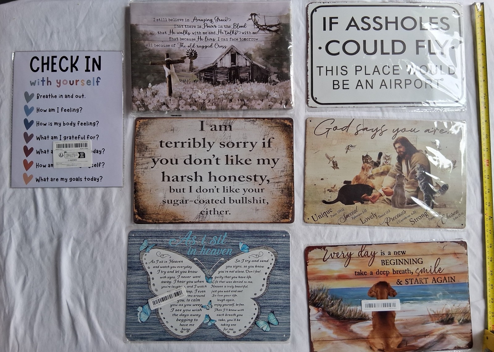 Resellers box mix lot of 15 metal plaques great for gifts or selling