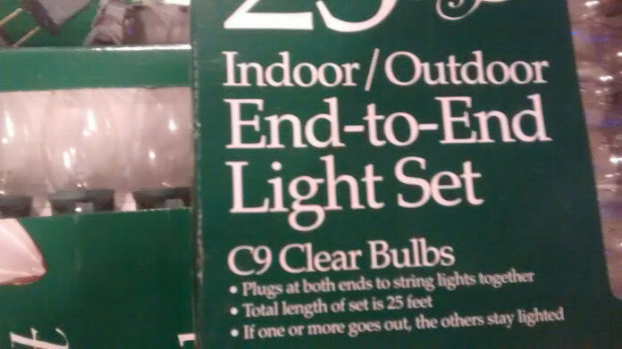 4-25 INCANCESCENT Light Sets C9 End To End Indoor Outdoor CLEAR 100 ft 10 bulbs