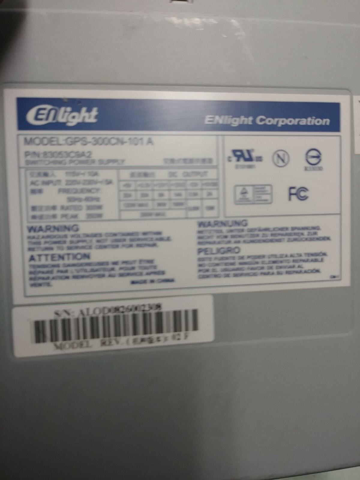 Enlight Internal Power Supply GPS-300CN-101 A 300W REV:02F