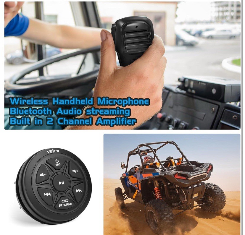 Velex Waterproof Bluetooth Marine Audio Receiver Wireless 2 Channel