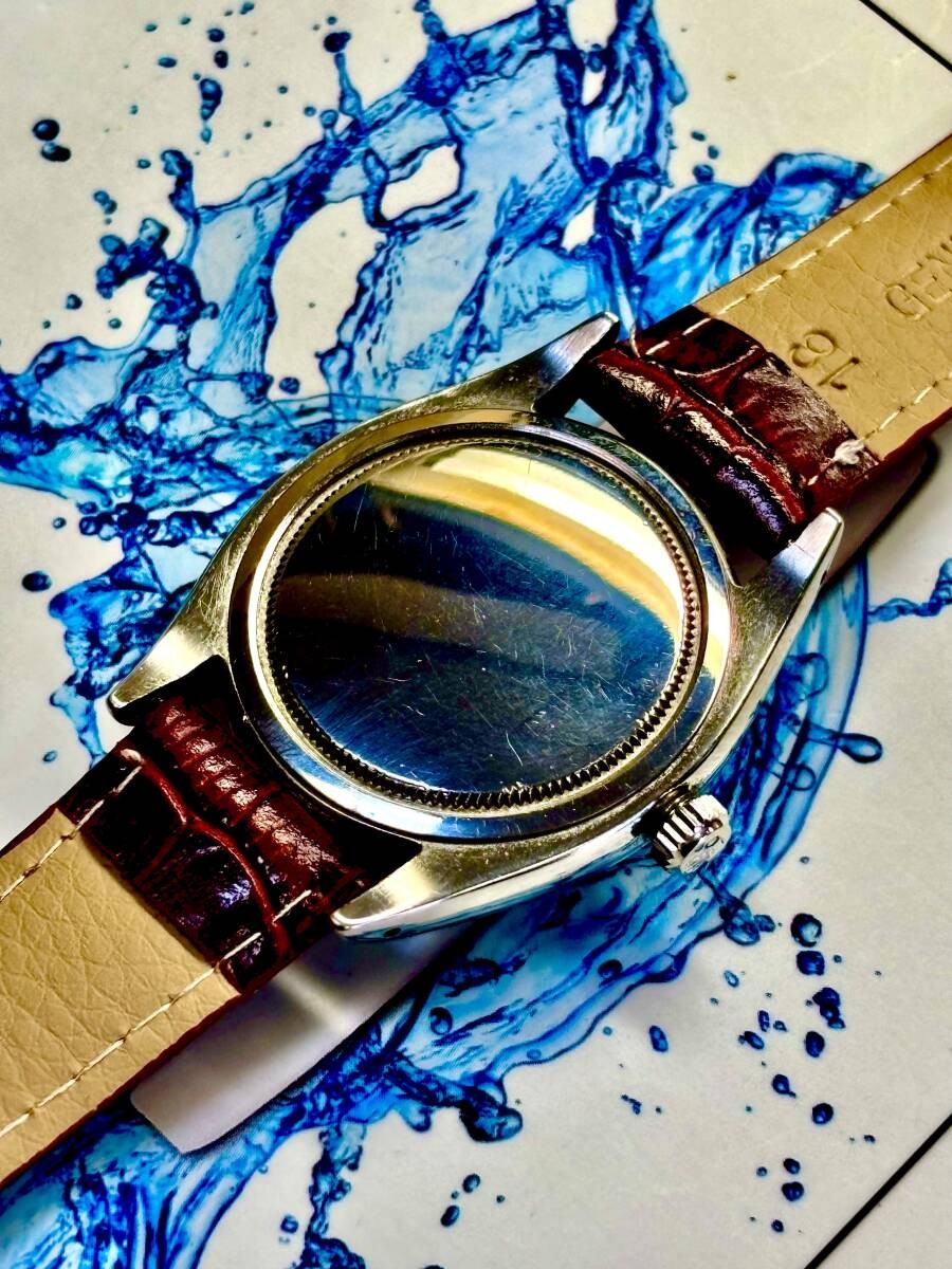 ROLEX Oysterdate Alpha Style Blued Steel Red Black Cream