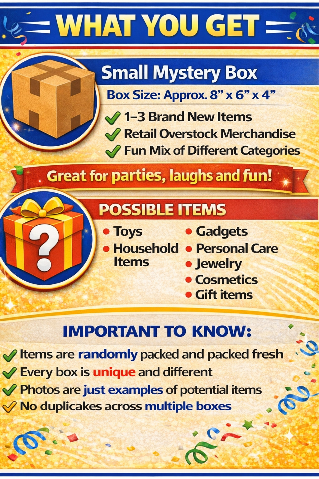 Small Mystery Box Party Favors Toys Gift Retail Overstock Surprise Free Shipping