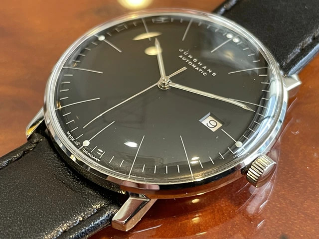 Junghans Automatic 38mm watch Max Bill 027 4701 00 black men leather