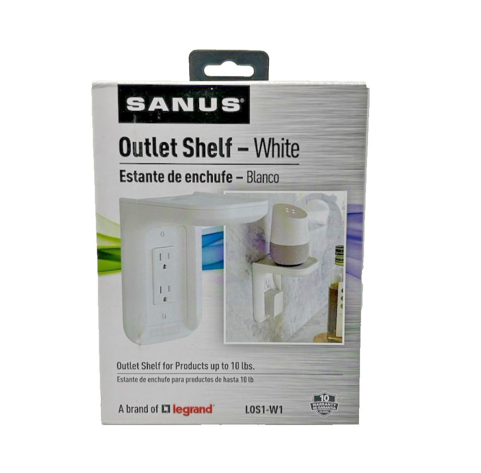 SANUS OUTLET COVER WITH SHELF-WHITE-NEW!