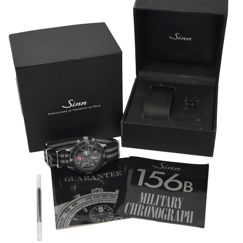 SINN Watch 156.B Military Chronograph Black Automatic Men’s with Box, Warranty