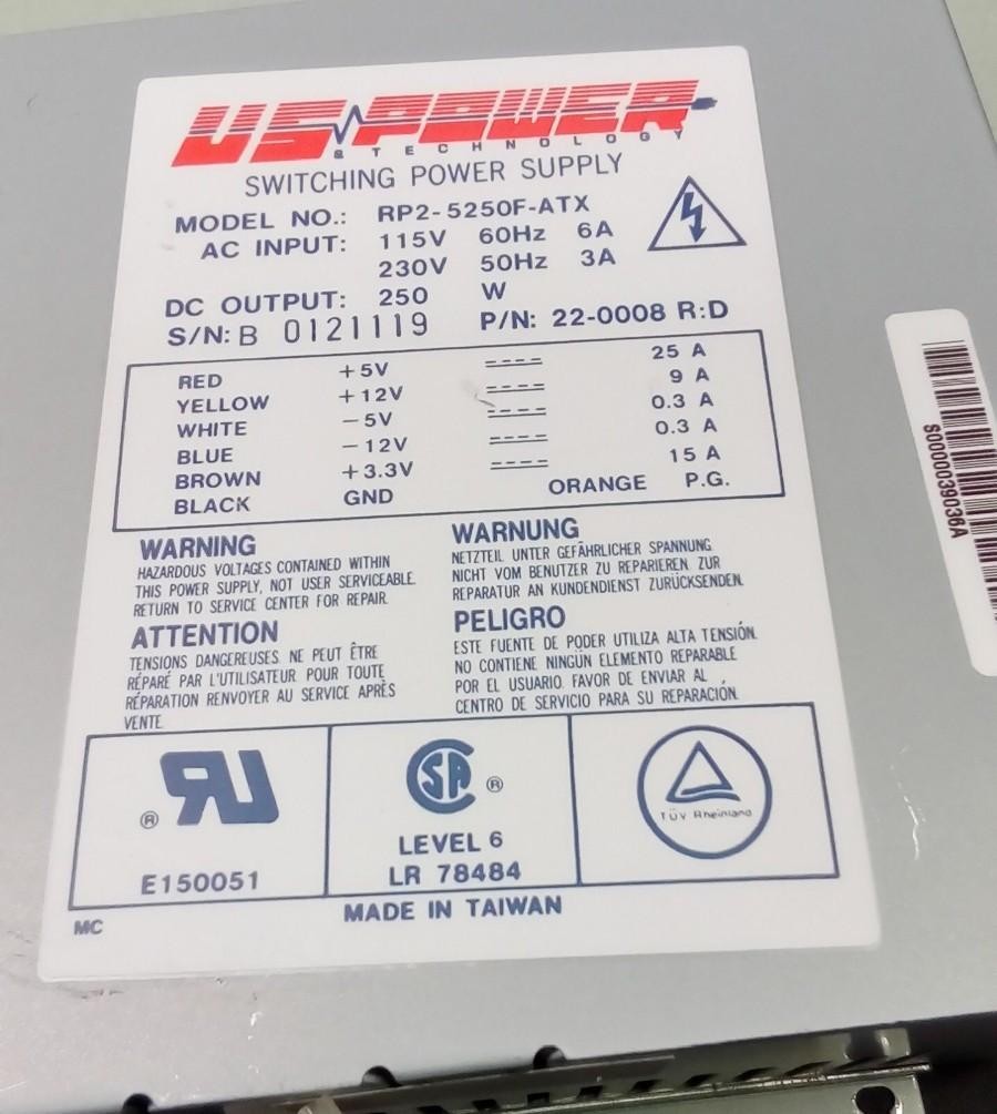 US Power RP2-5250F-ATX 250W ATX Computer Power Supply – 22-0008