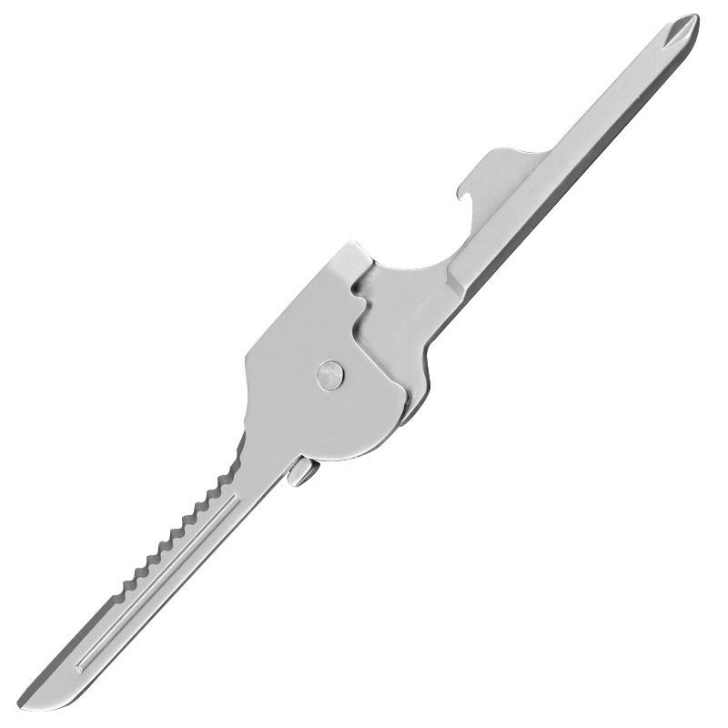 6-in-1 Utili Key Tool Keyring Keychain Gadgets Multifunction Stainless Steel