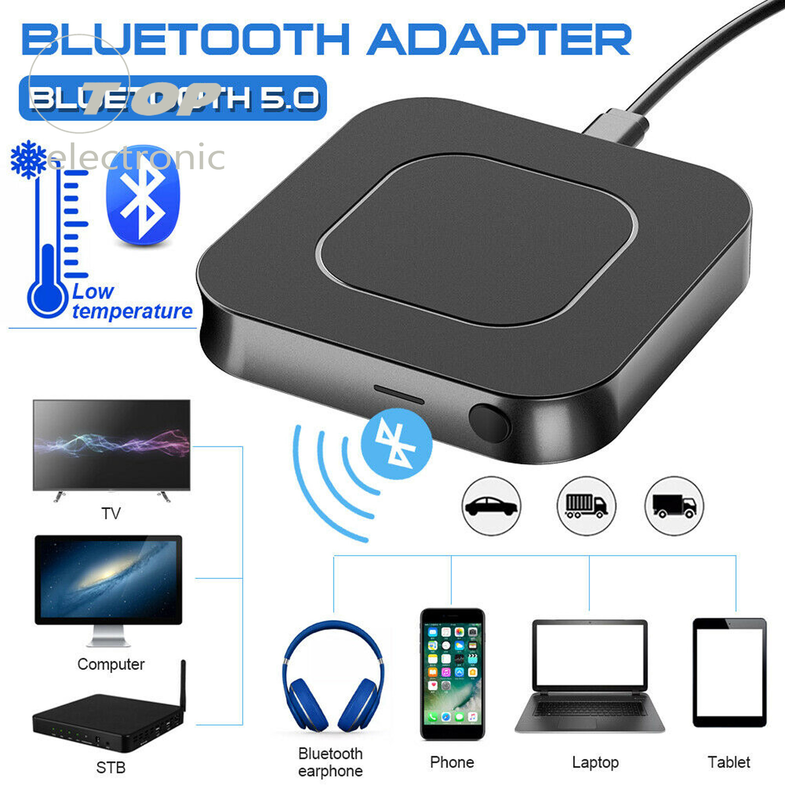 Bluetooth 5.0 Audio Receiver Transmitter 2 IN1 RCA Stereo Music Wireless Adapter